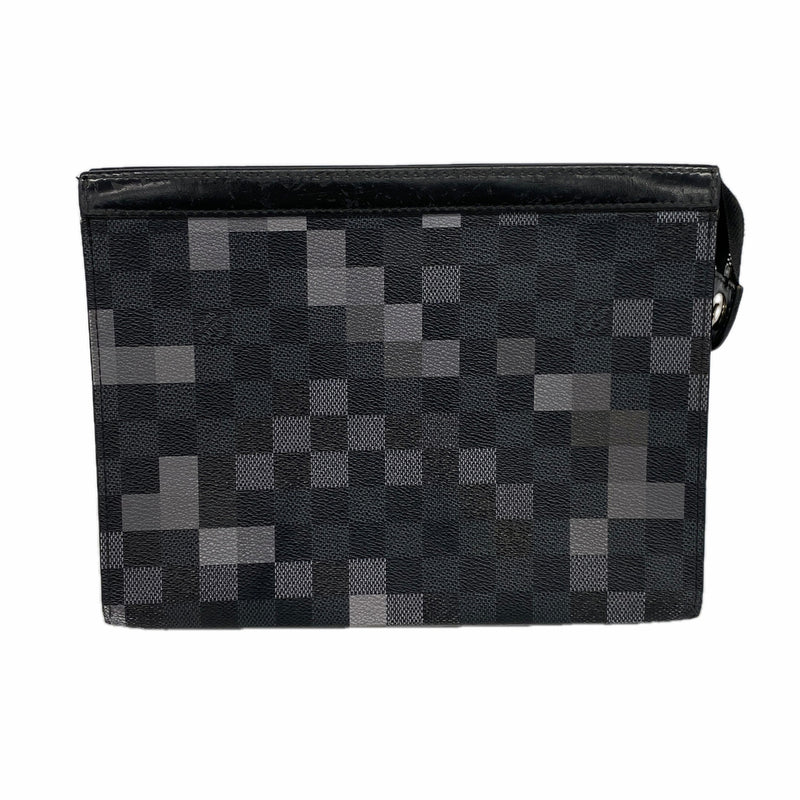 【6id6245】ルイヴィトン クラッチバッグ ダミエ・グラフィット ポシェットヴォワヤージュMM N60175 ブラック【中古】メンズ