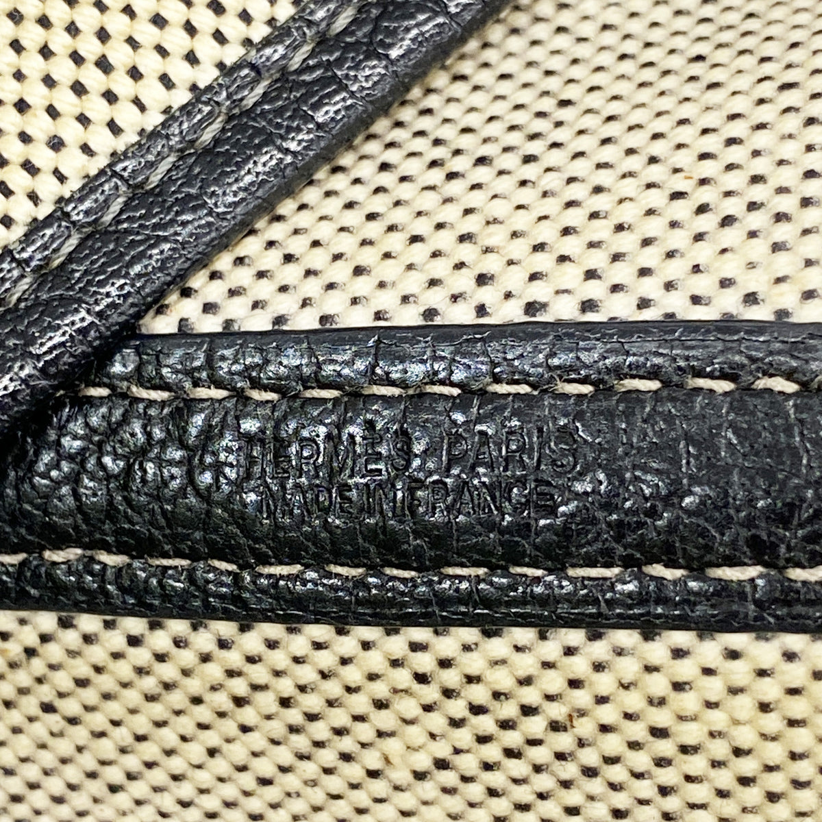 【6id6248】エルメス トートバッグ ガーデンパーティPM トワルアッシュ ブラック シルバー金具 □G刻印【中古】レディース