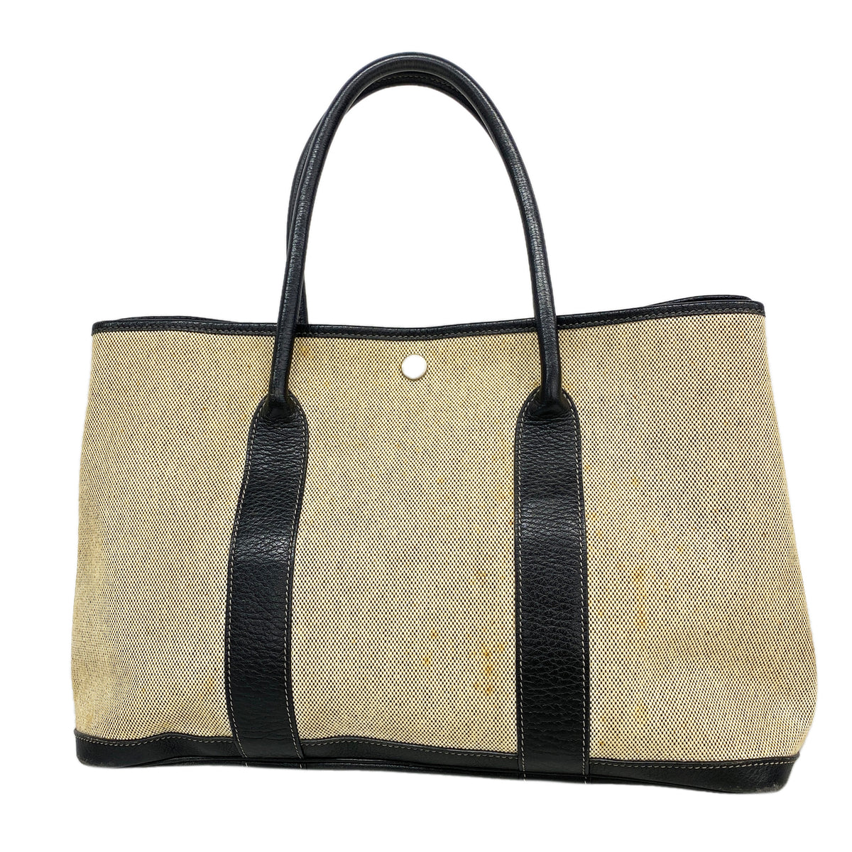 【6id6248】エルメス トートバッグ ガーデンパーティPM トワルアッシュ ブラック シルバー金具 □G刻印【中古】レディース