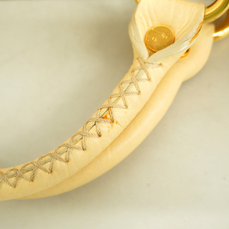 【6id6264】セリーヌ ハンドバッグ ブギーバッグ レザー クリーム ゴールド金具【中古】レディース