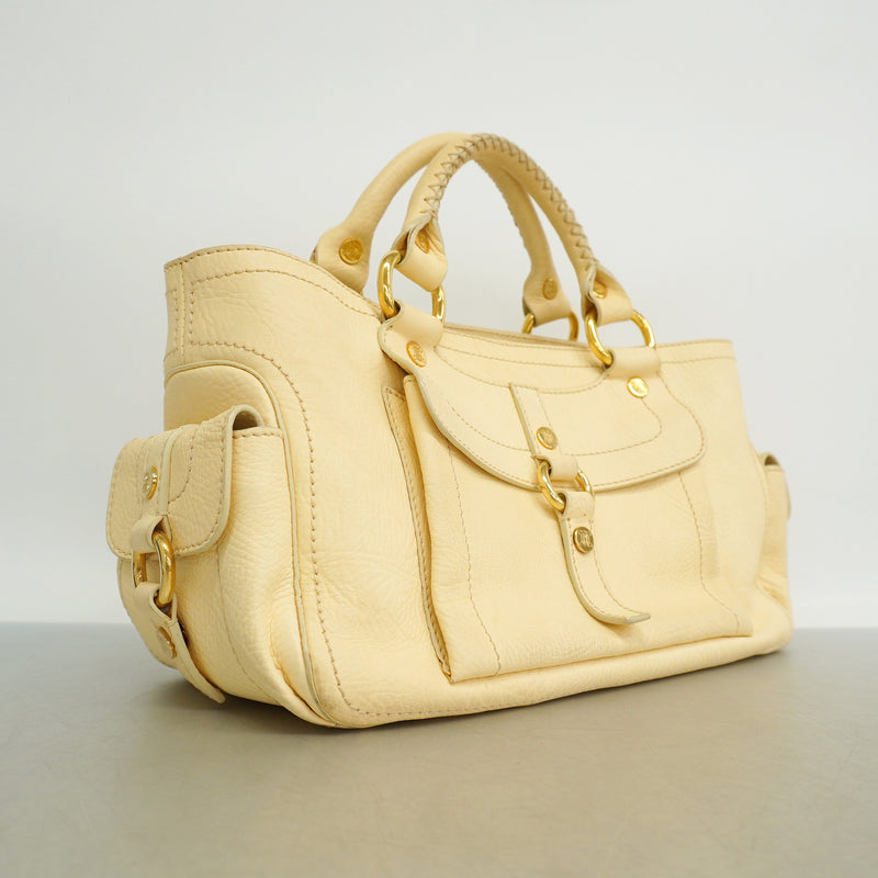 【6id6264】セリーヌ ハンドバッグ ブギーバッグ レザー クリーム ゴールド金具【中古】レディース