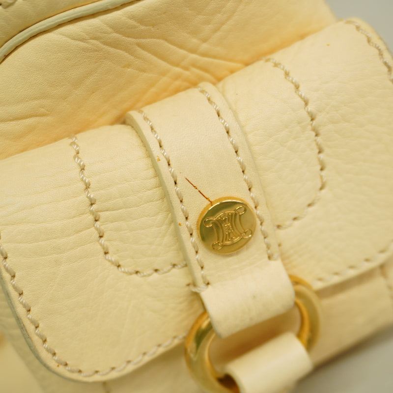 【6id6264】セリーヌ ハンドバッグ ブギーバッグ レザー クリーム ゴールド金具【中古】レディース