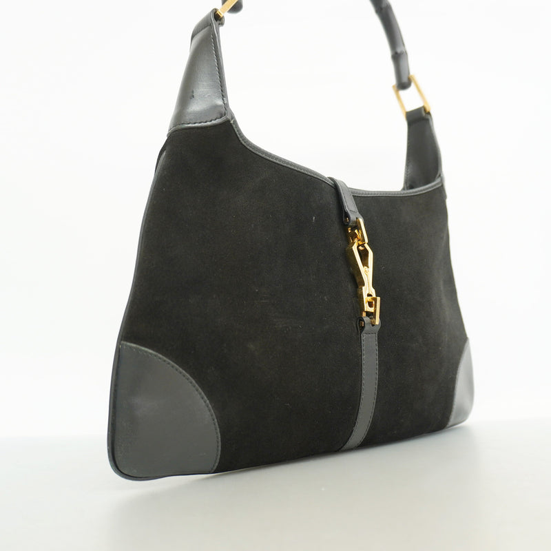 【6id6266】グッチ ショルダーバッグ バンブー 001 4060 スウェード ブラック ゴールド金具【中古】レディース