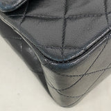 【6id6275】シャネル ショルダーバッグ マトラッセ Wフラップ Wチェーン ラムスキン ブラック ゴールド金具【中古】レディース