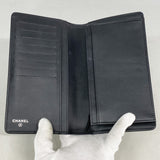 【6id6276】シャネル 長財布 ボーイシャネル レザー ブラック シルバー金具【中古】レディース
