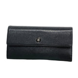 【6id6277】シャネル 長財布 ココボタン キャビアスキン ブラック シルバー金具【中古】レディース