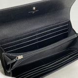 【6id6277】シャネル 長財布 ココボタン キャビアスキン ブラック シルバー金具【中古】レディース