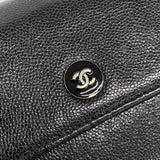 【6id6277】シャネル 長財布 ココボタン キャビアスキン ブラック シルバー金具【中古】レディース