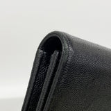 【6id6277】シャネル 長財布 ココボタン キャビアスキン ブラック シルバー金具【中古】レディース