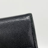 【6id6277】シャネル 長財布 ココボタン キャビアスキン ブラック シルバー金具【中古】レディース
