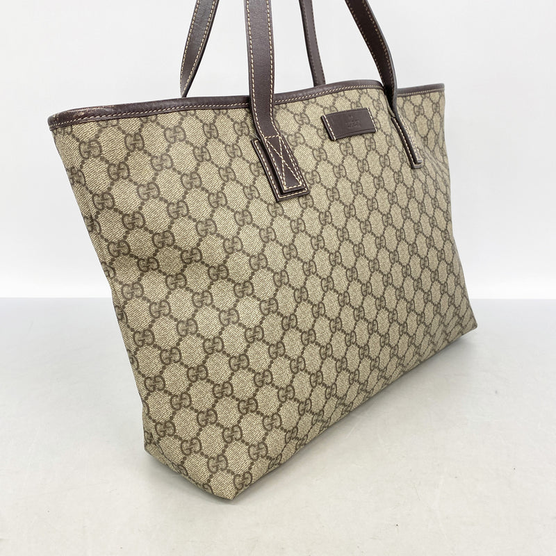 【6id6288】グッチ トートバッグ GGスプリーム 211137 PVC ブラウン シルバー金具【中古】レディース