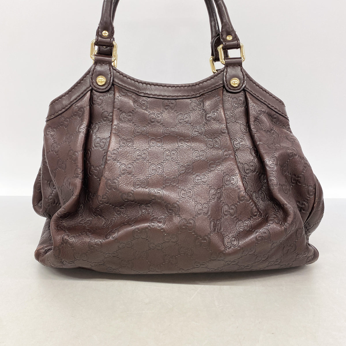 【6id6289】グッチ トートバッグ グッチシマ 211944 レザー ブラウン シャンパンゴールド金具【中古】レディース