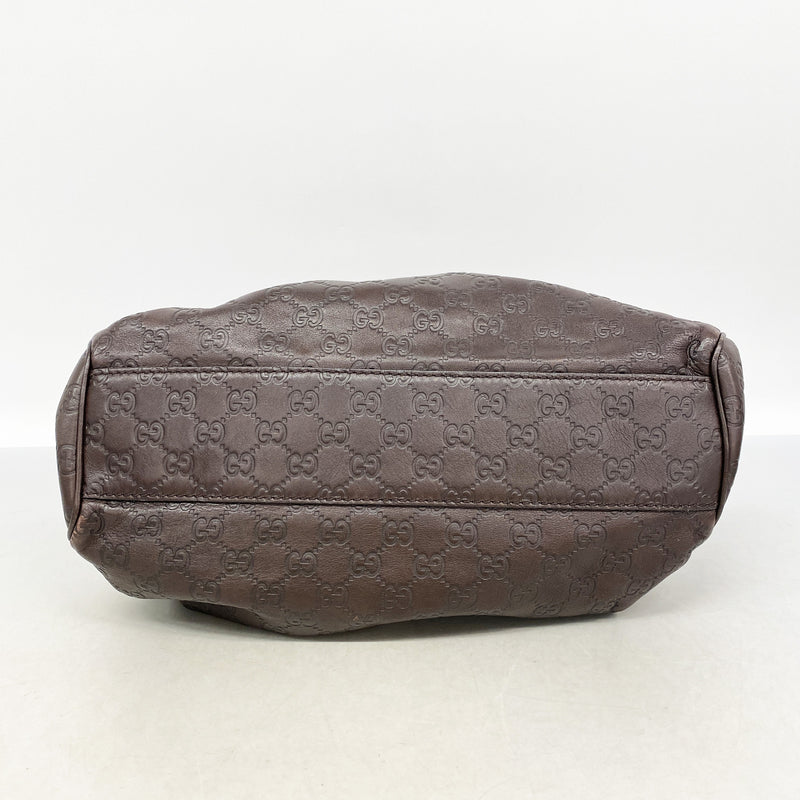 【6id6289】グッチ トートバッグ グッチシマ 211944 レザー ブラウン シャンパンゴールド金具【中古】レディース