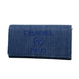 【6id6319】シャネル 長財布 ドーヴィル ツイード ブルー ゴールド金具【中古】レディース