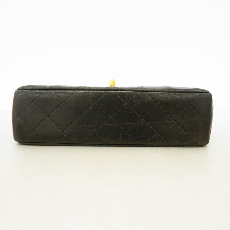 【6id6330】シャネル ショルダーバッグ マトラッセ Wフラップ Wチェーン ラムスキン ブラック ゴールド金具【中古】レディース