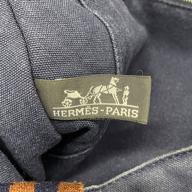 【6id6338】エルメス トートバッグ フールトゥMM キャンバス ネイビー シルバー金具【中古】メンズ レディース ユニセックス