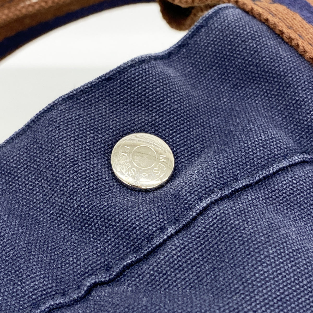 【6id6338】エルメス トートバッグ フールトゥMM キャンバス ネイビー シルバー金具【中古】メンズ レディース ユニセックス