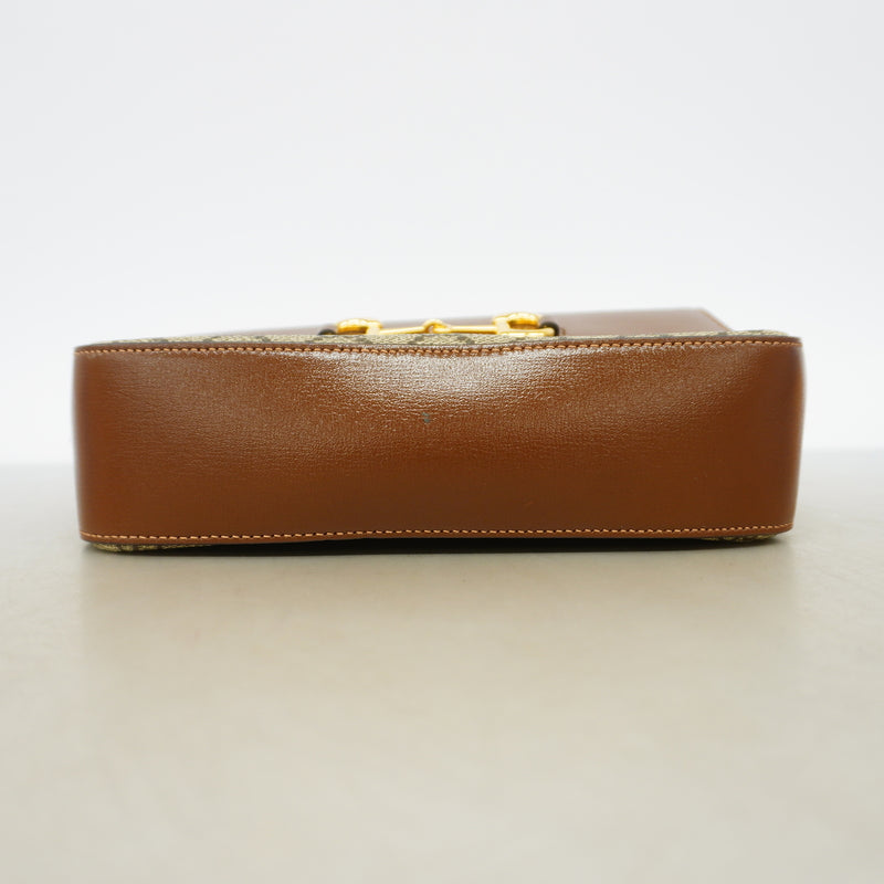 【6id6353】グッチ ショルダーバッグ GGスプリーム ホースビット 645454 PVC ブラウン ゴールド金具【中古】レディース