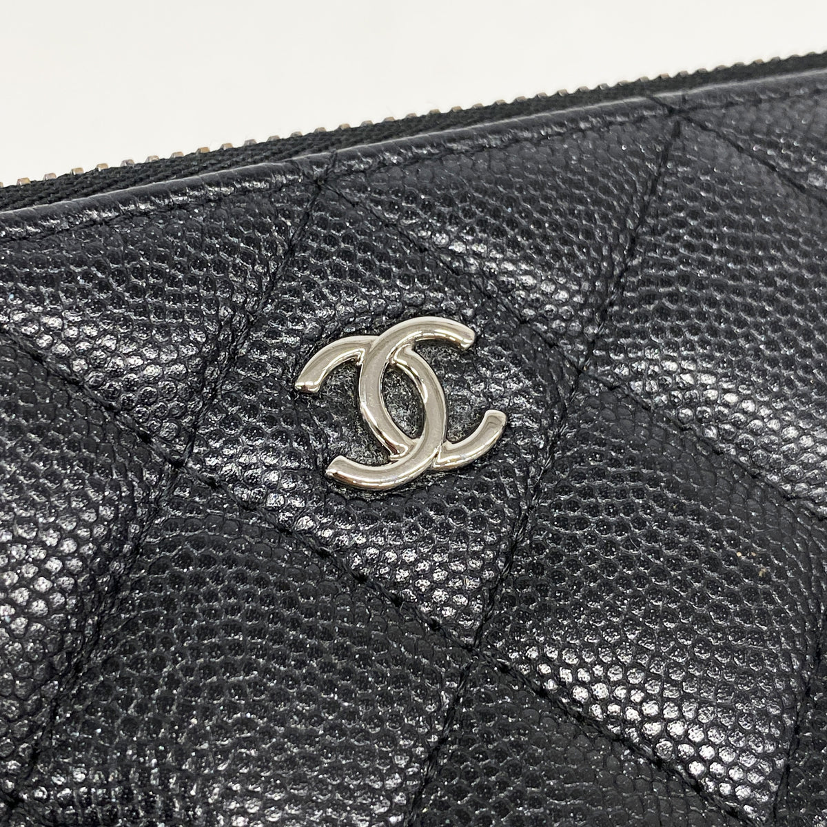 【6id6365】シャネル コインケース マトラッセ キャビアスキン ブラック シルバー金具【中古】レディース