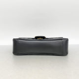 【6id6366】グッチ ショルダーバッグ GGマーモント 443497 レザー ブラック ゴールド金具【中古】レディース