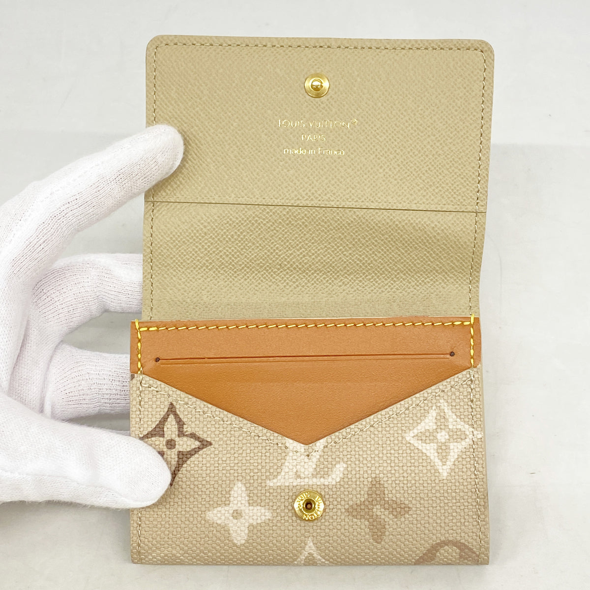 【6id6373】ルイヴィトン カードケース モノグラム アンヴェロップカルトドゥヴィジット M27053 サンドベージュ【中古】メンズ レディース ユニセックス