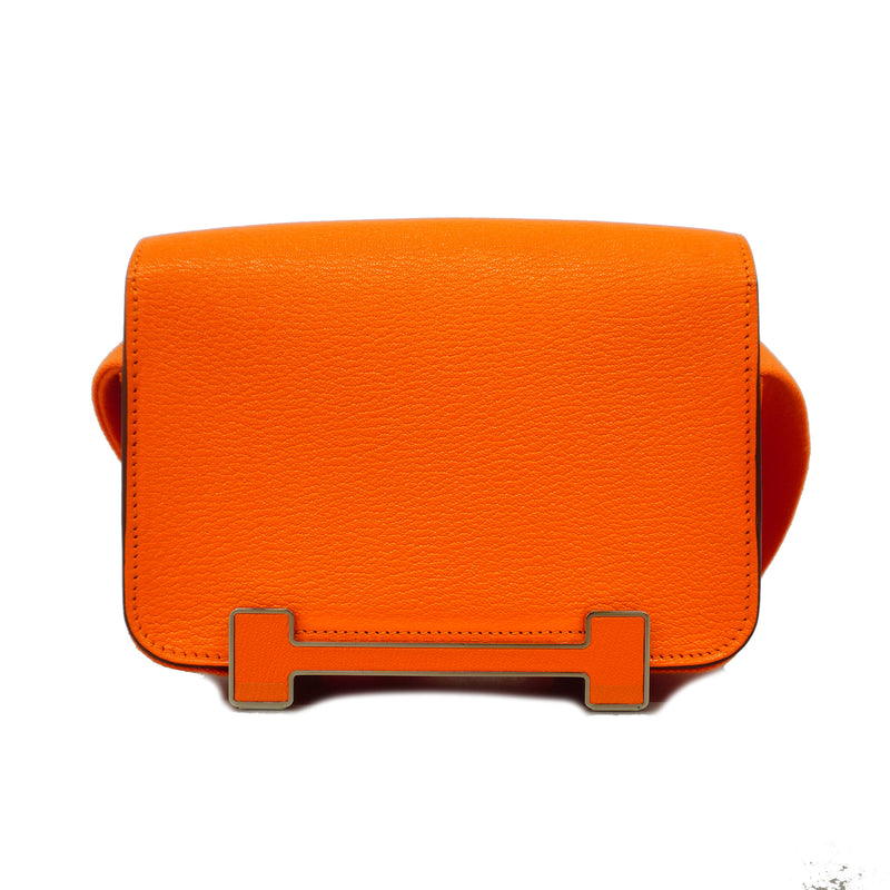 【6id6379】エルメス ショルダーバッグ ゲタ シェブルミゾル オレンジ シルバー金具 B刻印【中古】レディース