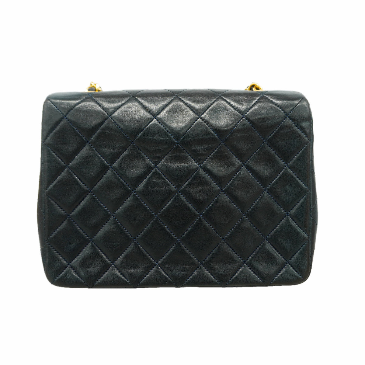 【6id6382】シャネル ショルダーバッグ マトラッセ チェーンショルダー ラムスキン ネイビー ゴールド金具【中古】レディース