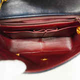【6id6382】シャネル ショルダーバッグ マトラッセ チェーンショルダー ラムスキン ネイビー ゴールド金具【中古】レディース