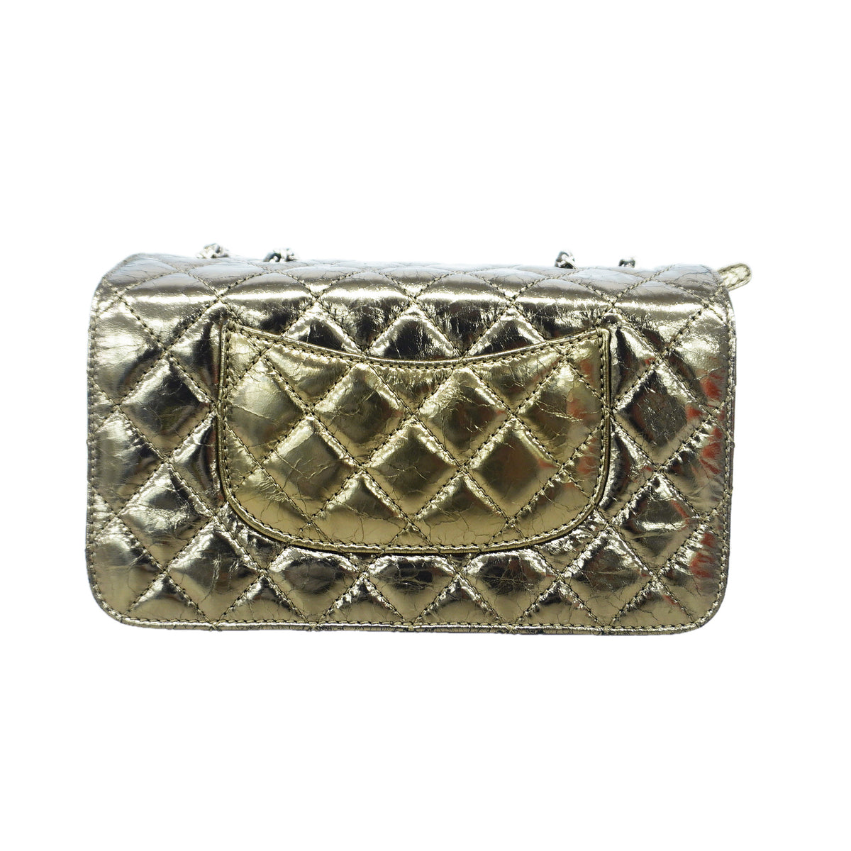 【6id6383】シャネル ショルダーバッグ マトラッセ Wチェーン レザー シャンパンゴールド シルバー金具【中古】レディース