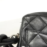 【6id6384】シャネル ショルダーバッグ カンボン ラムスキン ブラック シルバー金具【中古】レディース