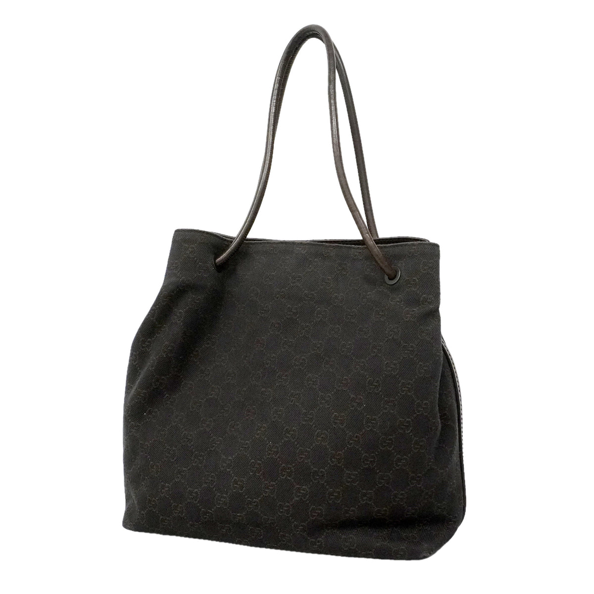 【6id6385】グッチ トートバッグ 101341 キャンバス ブラウン シルバー金具【中古】レディース