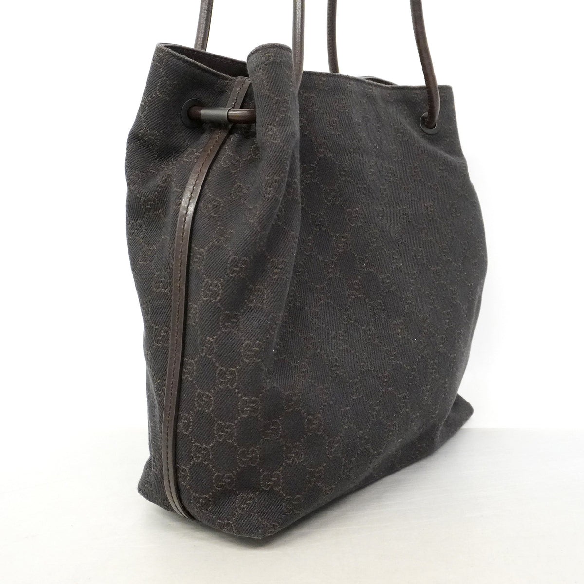 【6id6385】グッチ トートバッグ 101341 キャンバス ブラウン シルバー金具【中古】レディース