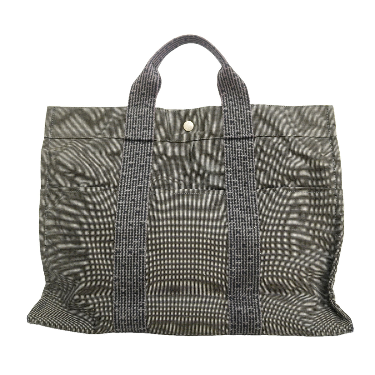 【6ie6408】エルメス トートバッグ エールラインMM ナイロン グレー シルバー金具【中古】メンズ レディース ユニセックス