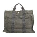 【6ie6408】エルメス トートバッグ エールラインMM ナイロン グレー シルバー金具【中古】メンズ レディース ユニセックス