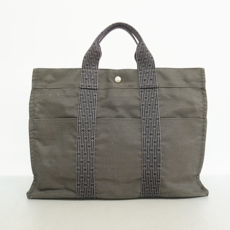 【6ie6408】エルメス トートバッグ エールラインMM ナイロン グレー シルバー金具【中古】メンズ レディース ユニセックス