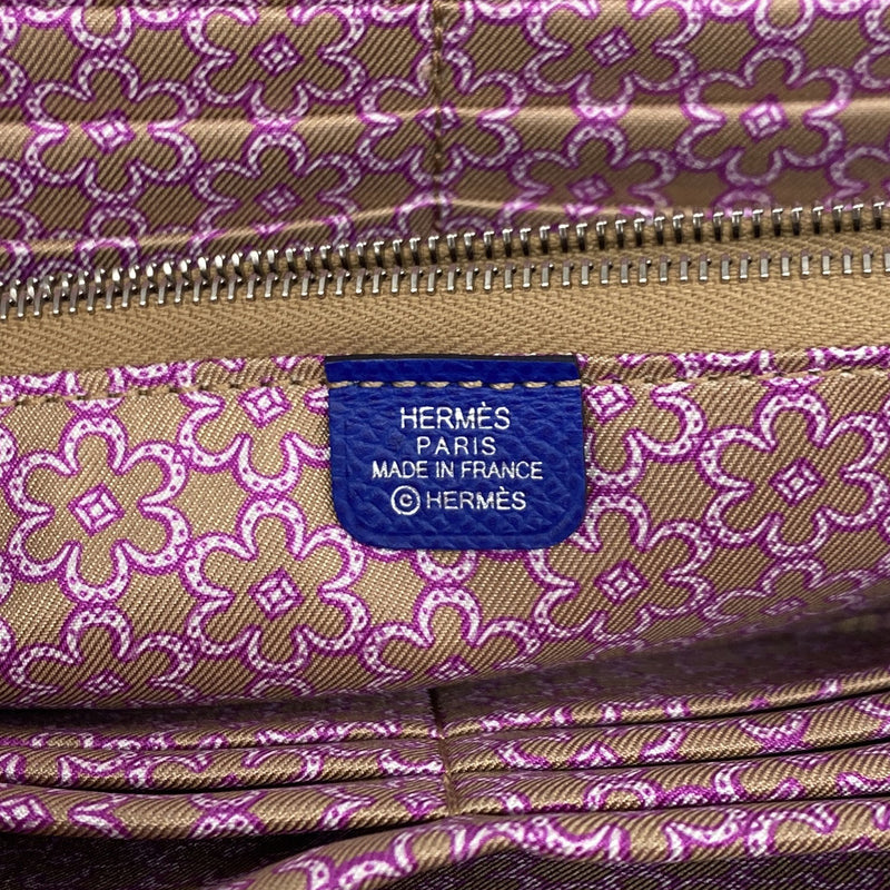 【6ie6429】エルメス 長財布 アザップロングシルクイン ヴォーエプソン ブルーフランス シルバー金具 U刻印【中古】メンズ レディース ユニセックス