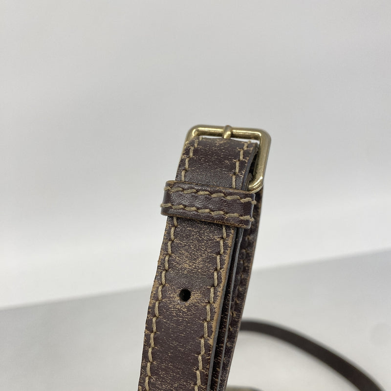 【6ie6456】グッチ ショルダーバッグ GGスプリーム 233268 PVC ブラウン シャンパンゴールド金具【中古】レディース