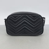 【6ie6457】グッチ ショルダーバッグ GGマーモント 447632 レザー ブラック シルバー金具【中古】レディース