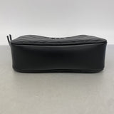 【6ie6457】グッチ ショルダーバッグ GGマーモント 447632 レザー ブラック シルバー金具【中古】レディース