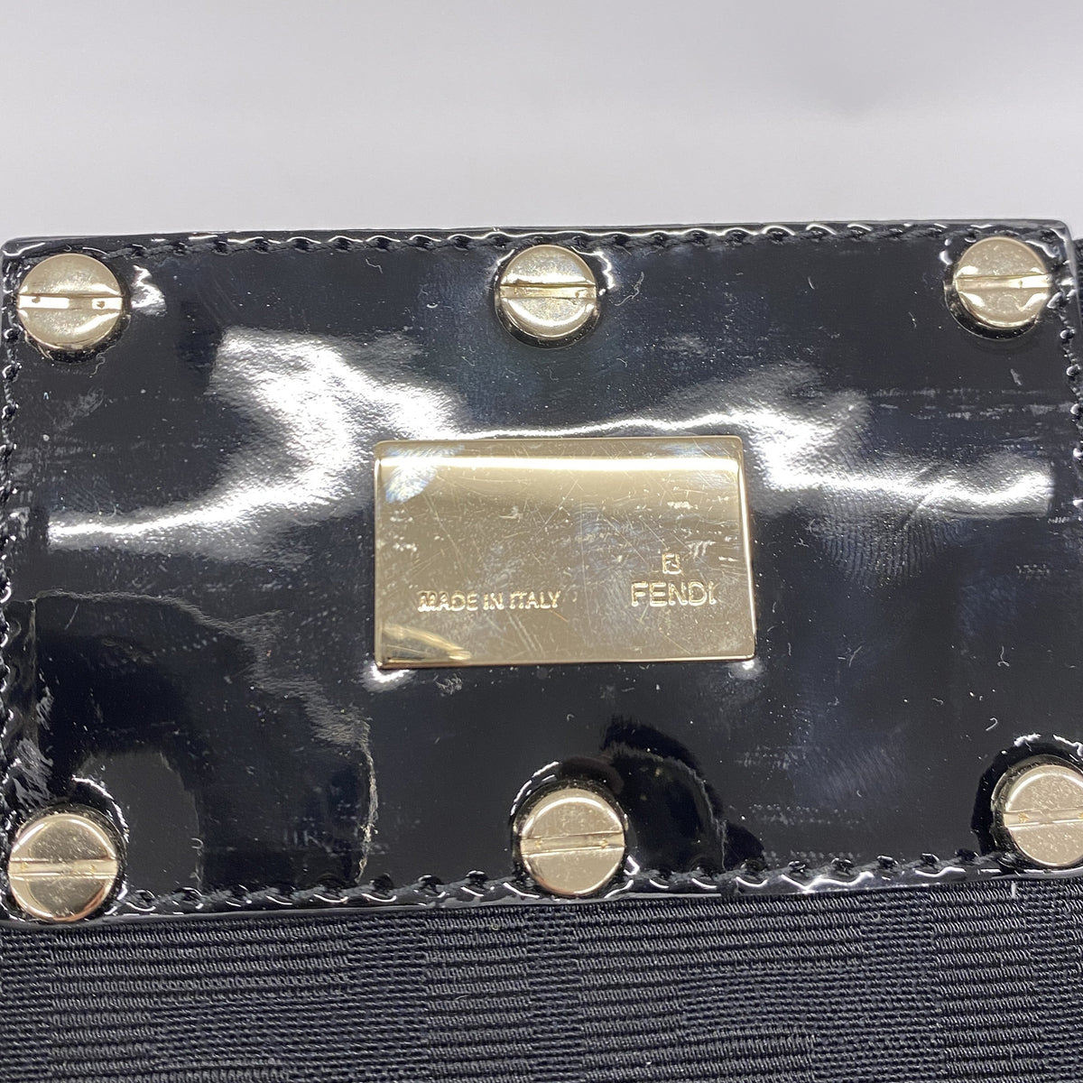 【6ie6468】フェンディ トートバッグ ズッカ ナイロンキャンバス ブラック ゴールド金具【中古】レディース