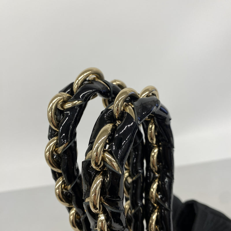 【6ie6468】フェンディ トートバッグ ズッカ ナイロンキャンバス ブラック ゴールド金具【中古】レディース