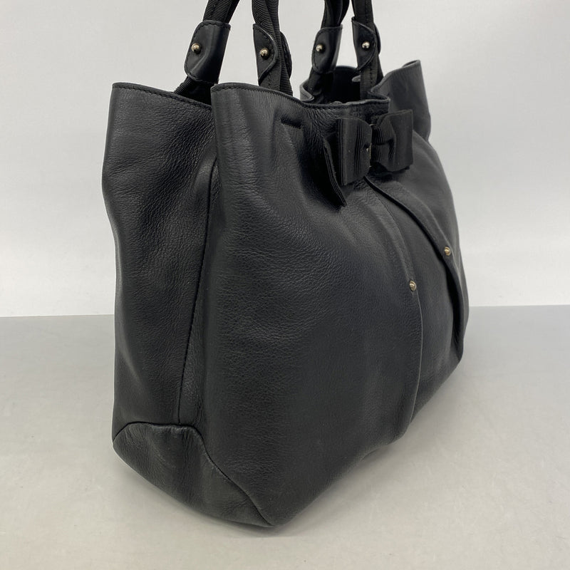 【6ie6469】サルヴァトーレフェラガモ トートバッグ ヴァラ レザー ブラック シルバー金具【中古】レディース