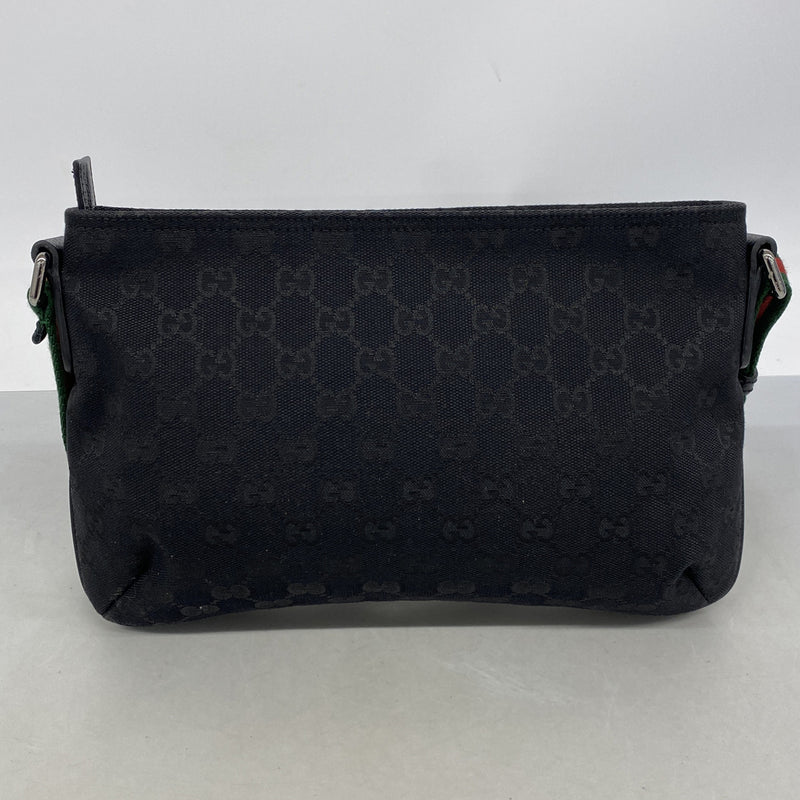【6ie6471】グッチ ショルダーバッグ GGキャンバス/シェリーライン 189749 キャンバス ブラック シルバー金具【中古】レディース