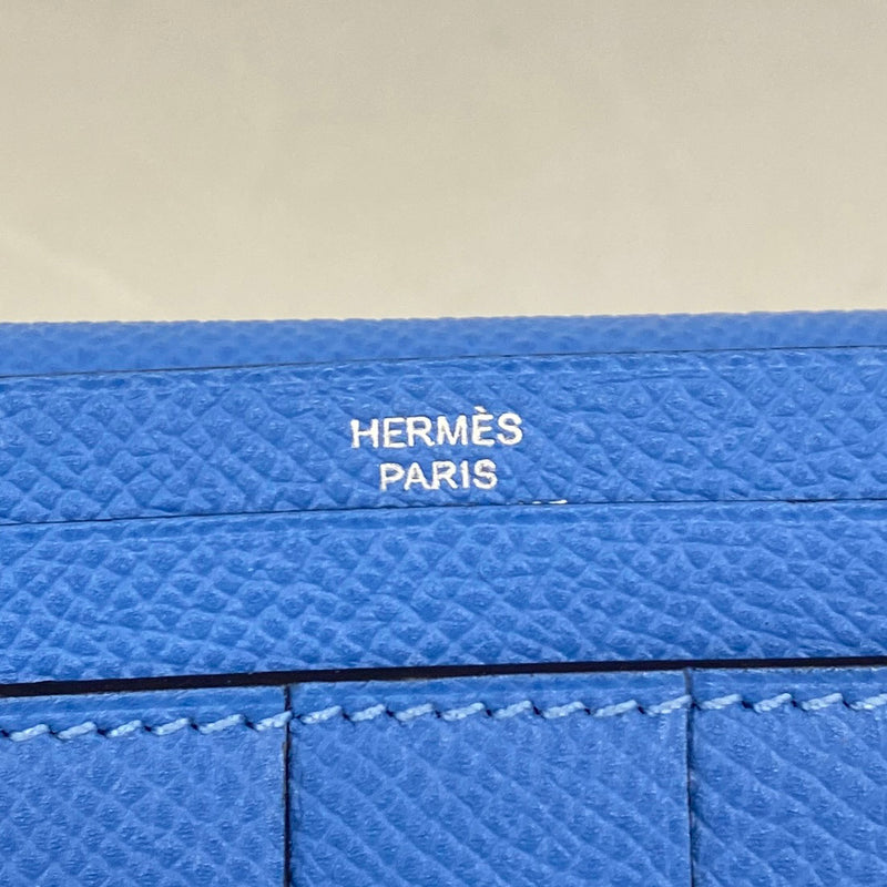 【6ie6475】エルメス 長財布 ベアンスフレ ヴォーエプソン ブルーパラダイス シルバー金具 T刻印【中古】レディース
