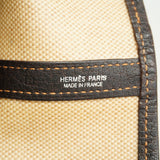 【6ie6487】エルメス トートバッグ ガーデンパーティPM トワルアッシュ ブラウン シルバー金具 □I刻印【中古】レディース