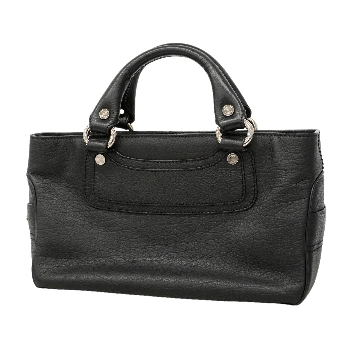 【6ie6500】セリーヌ ハンドバッグ ブギーバッグ レザー ブラック シルバー金具【中古】レディース