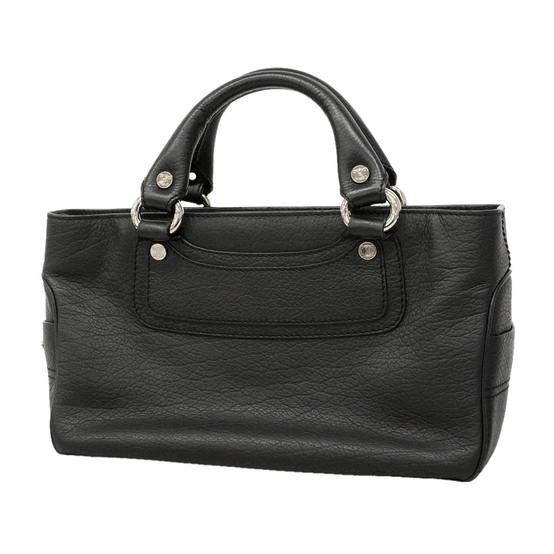 【6ie6500】セリーヌ ハンドバッグ ブギーバッグ レザー ブラック シルバー金具【中古】レディース