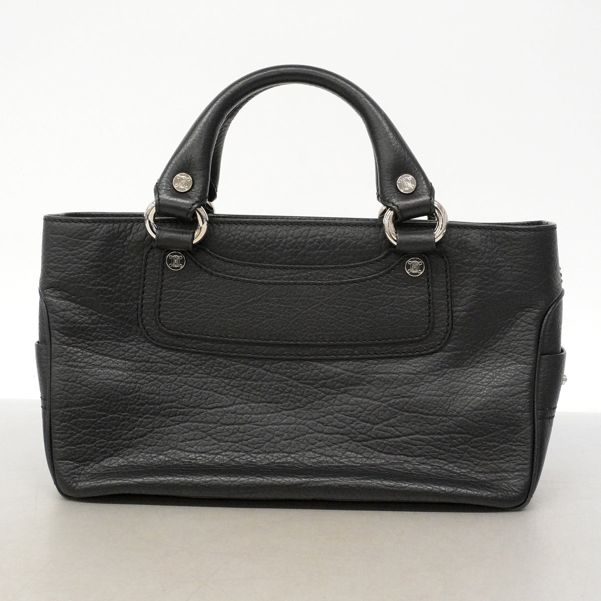 【6ie6500】セリーヌ ハンドバッグ ブギーバッグ レザー ブラック シルバー金具【中古】レディース