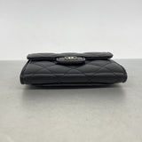 【6ie6515】シャネル カードケース マトラッセ ラムスキン ブラック シルバー金具【中古】レディース