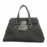 【6ie6537】フェンディ ハンドバッグ ズッキーノ ナイロンキャンバス ブラック シルバー金具【中古】レディース